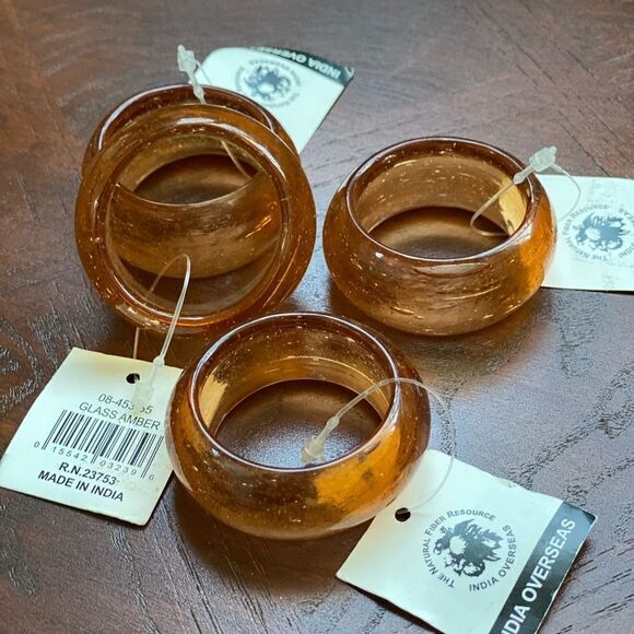 NWT India Overseas Glass Napkin Rings Set Of 4 - Picture 5 of 5